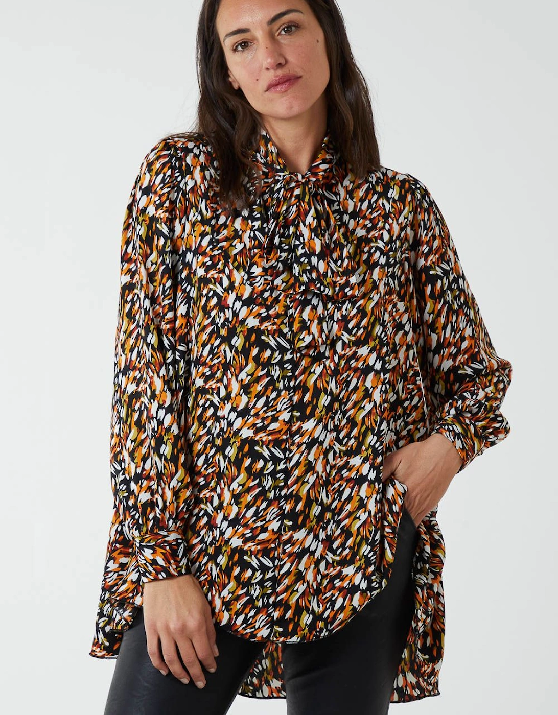 Abstract Animal Print Button Through Blouse, 2 of 1