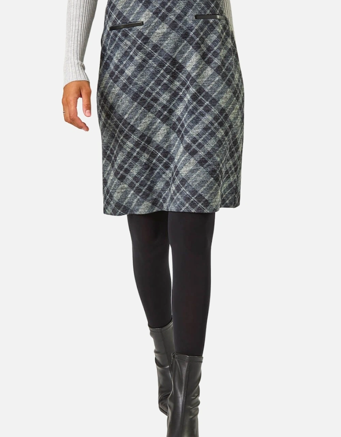 Elastic Waist Check Print Pocket Pencil Skirt, 2 of 1