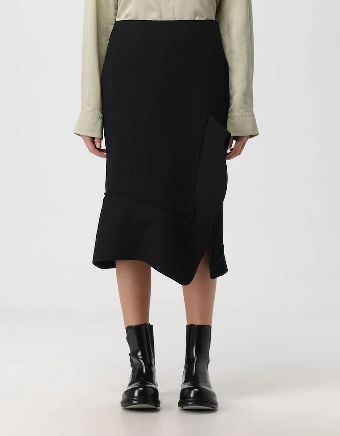 Asymmetrical Midi Skirt Layered Design - Black, 2 of 1