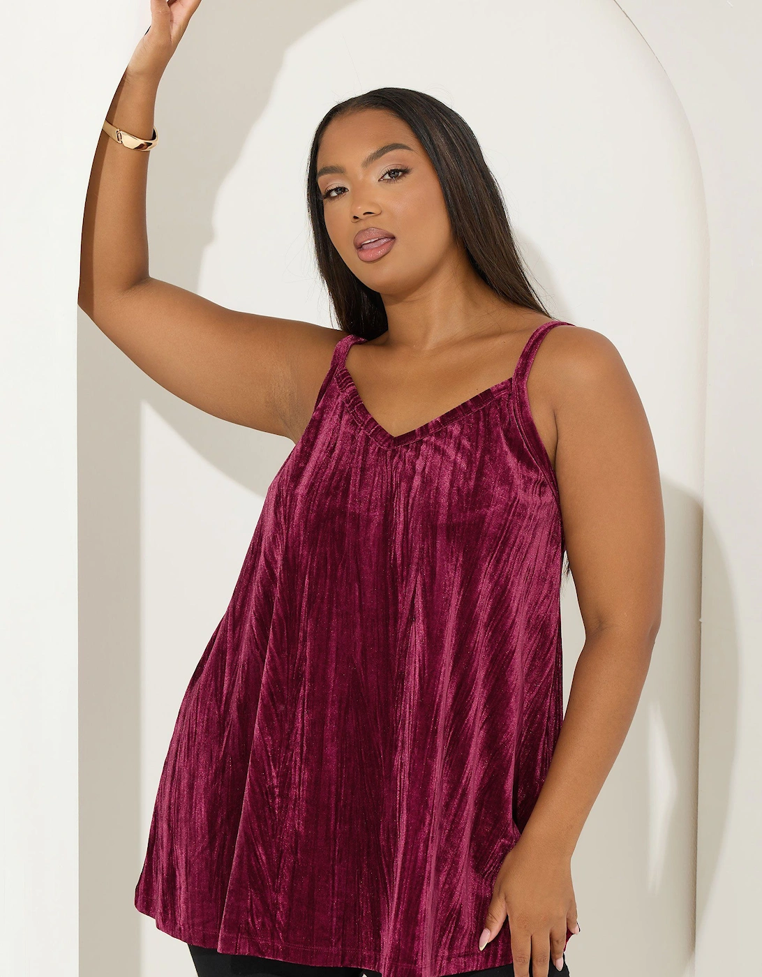 Crushed Velour Cami Vest Top, 2 of 1