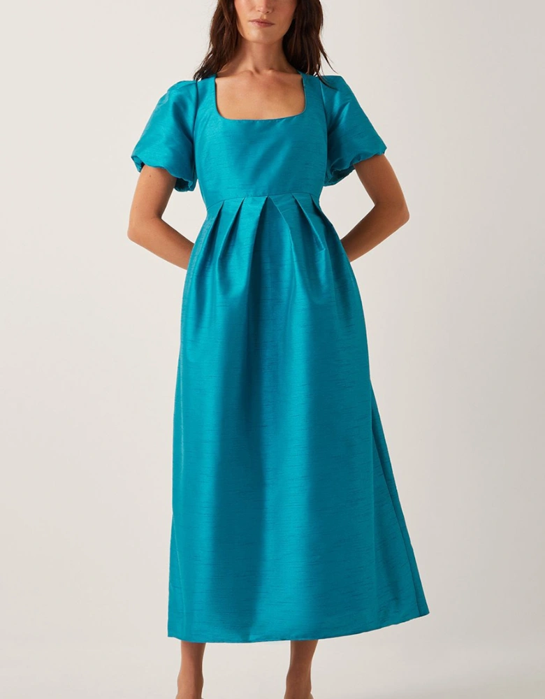 Sandra Puff Sleeve Midi Dress Teal