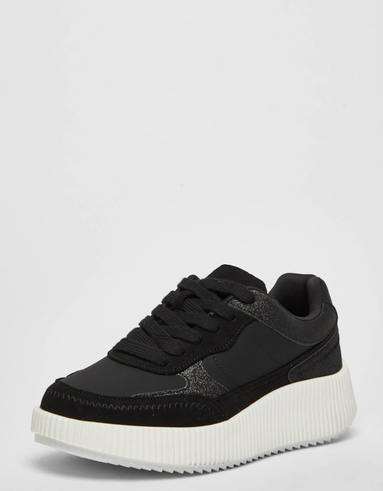 Black Glitter Chunky Trainers