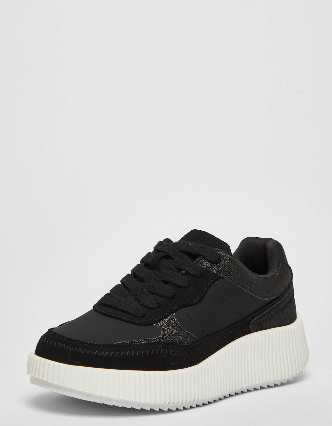 Black Glitter Chunky Trainers, 2 of 1