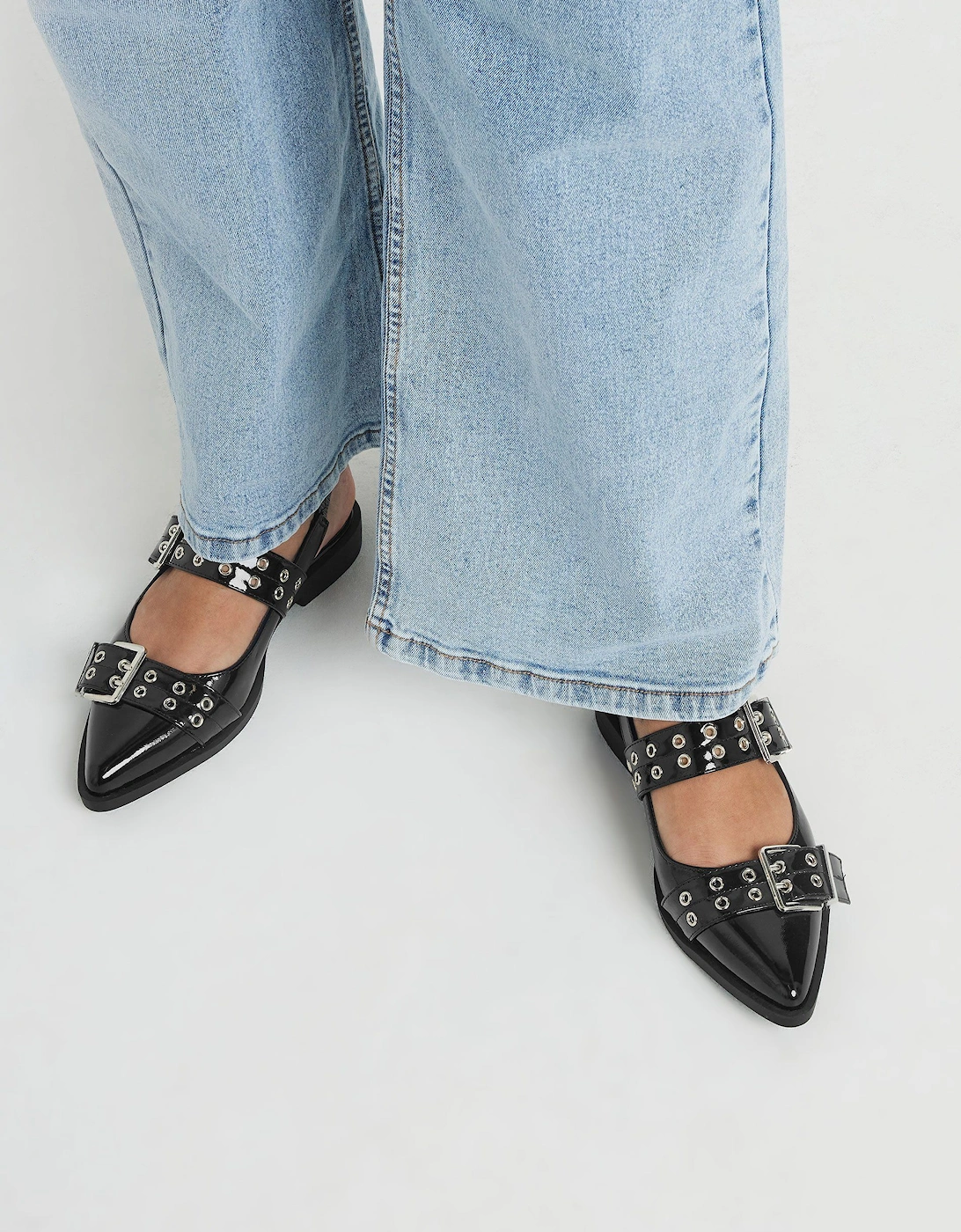Buckle Detail Pointed Slingback Flats, 2 of 1