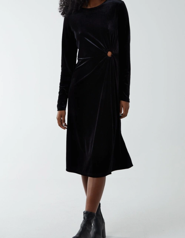 High Neck With Keyhole Detail & Long Sleeve Dress