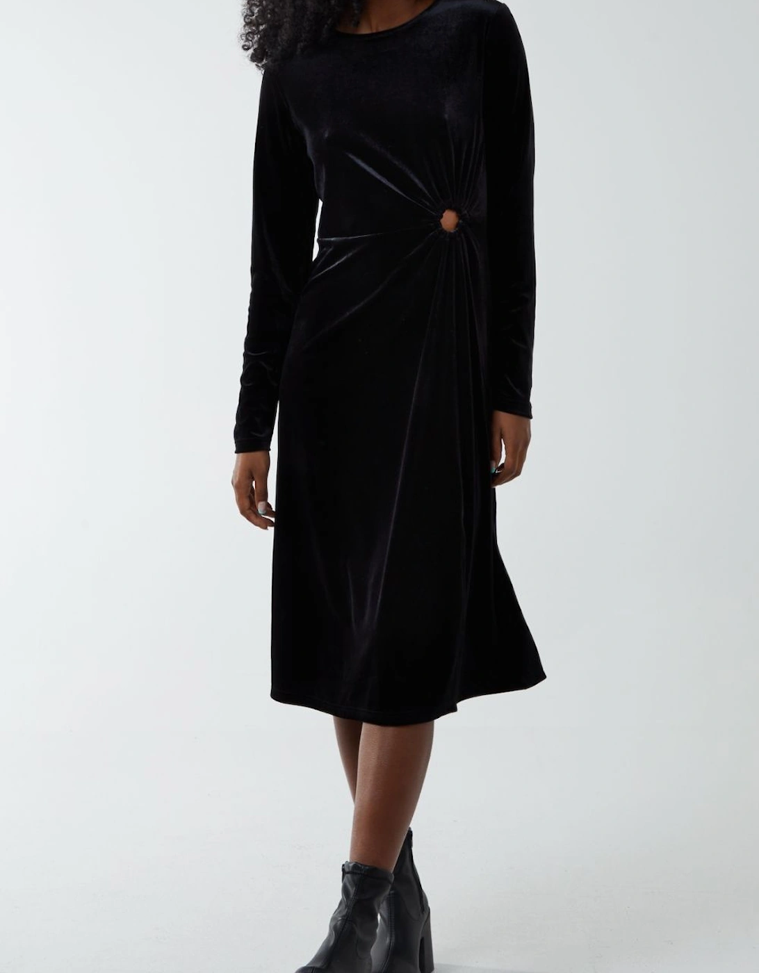 High Neck With Keyhole Detail & Long Sleeve Dress, 2 of 1