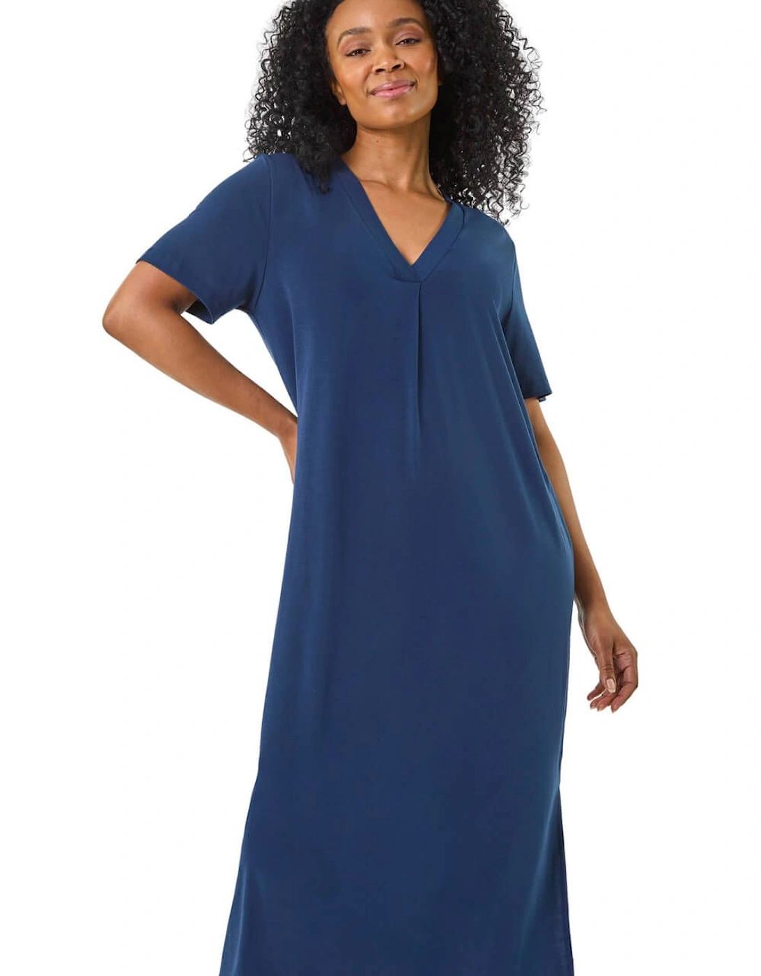 Petite V-Neck Stretch Midi Dress, 2 of 1