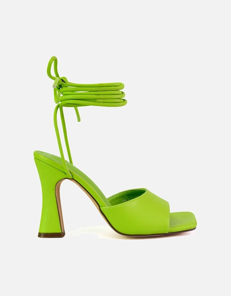 'Flora' Strappy Lace Up Block High Heels With a Square Toe