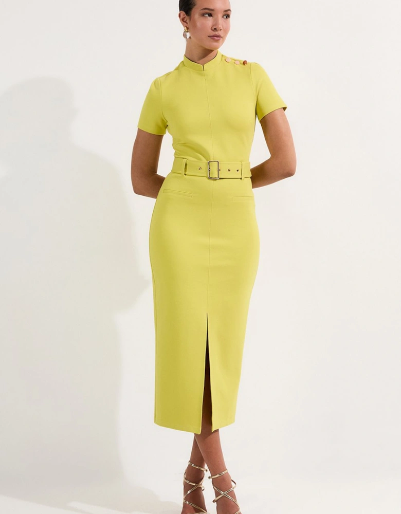 Belted Ponte Midi Dress
