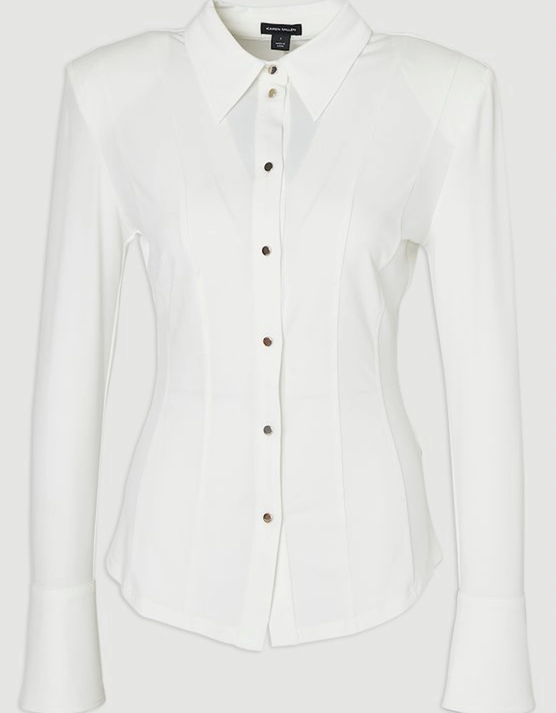 Power Shoulder Drapey Crepe Seam Detail Shirt