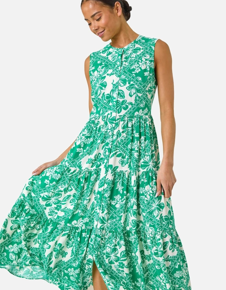 Petite Abstract Button Up Dress