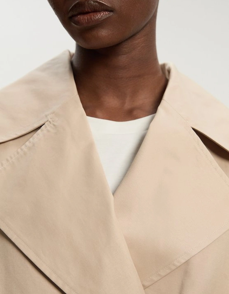 Cotton Relaxed Short Trench Coat