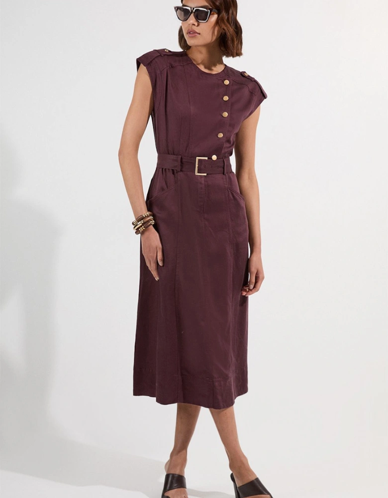 Petite Soft Twill Relaxed Midi Dress