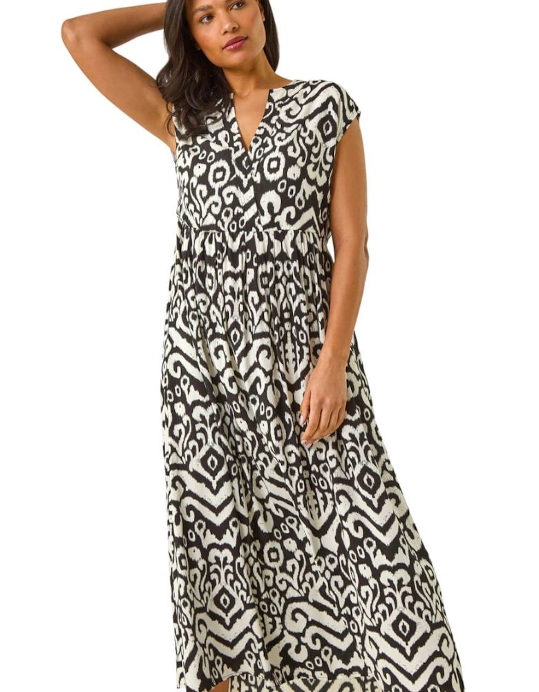 Aztec Print Midi Smock Dress