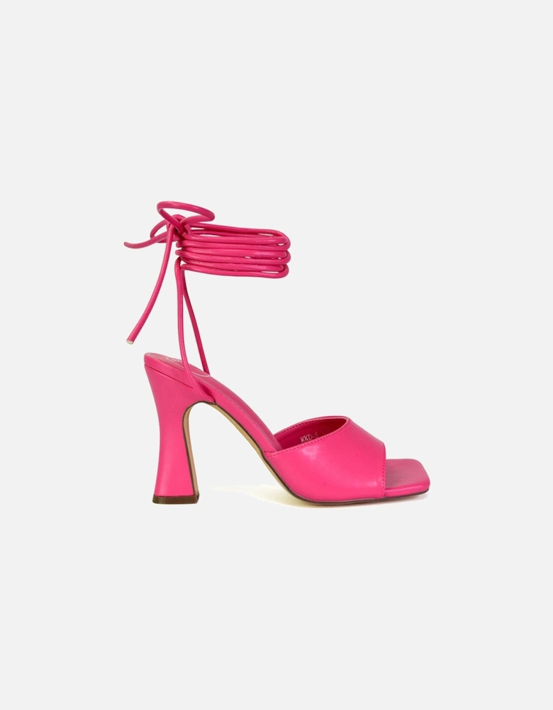 'Flora' Strappy Lace Up Block High Heels With a Square Toe