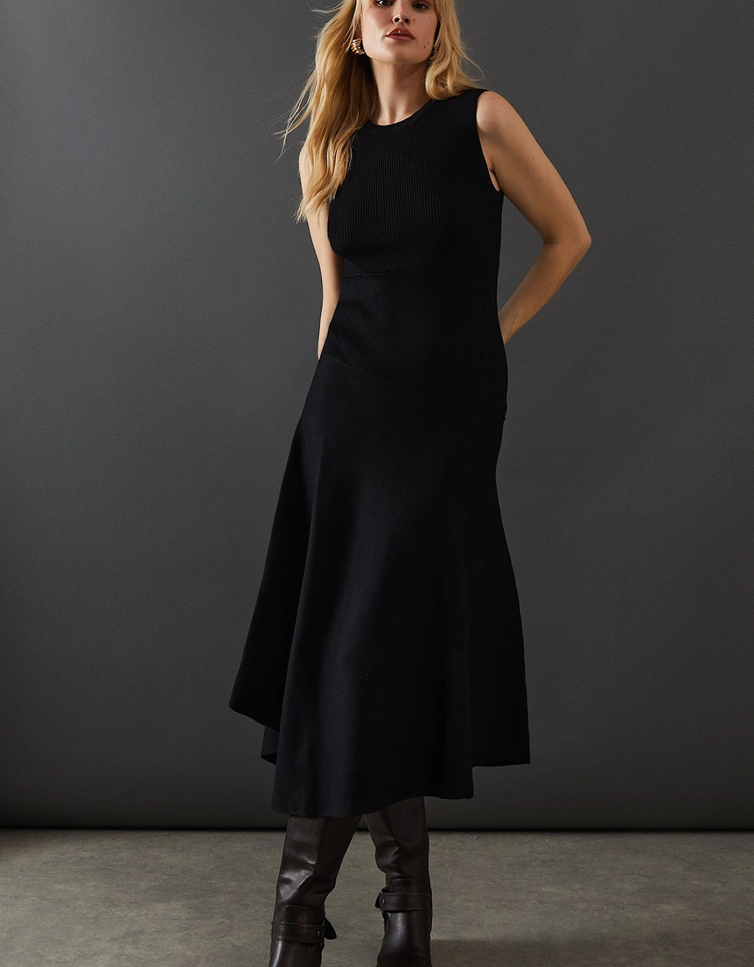 Sleeveless Asymmetric Hem Knitted Dress, 2 of 1