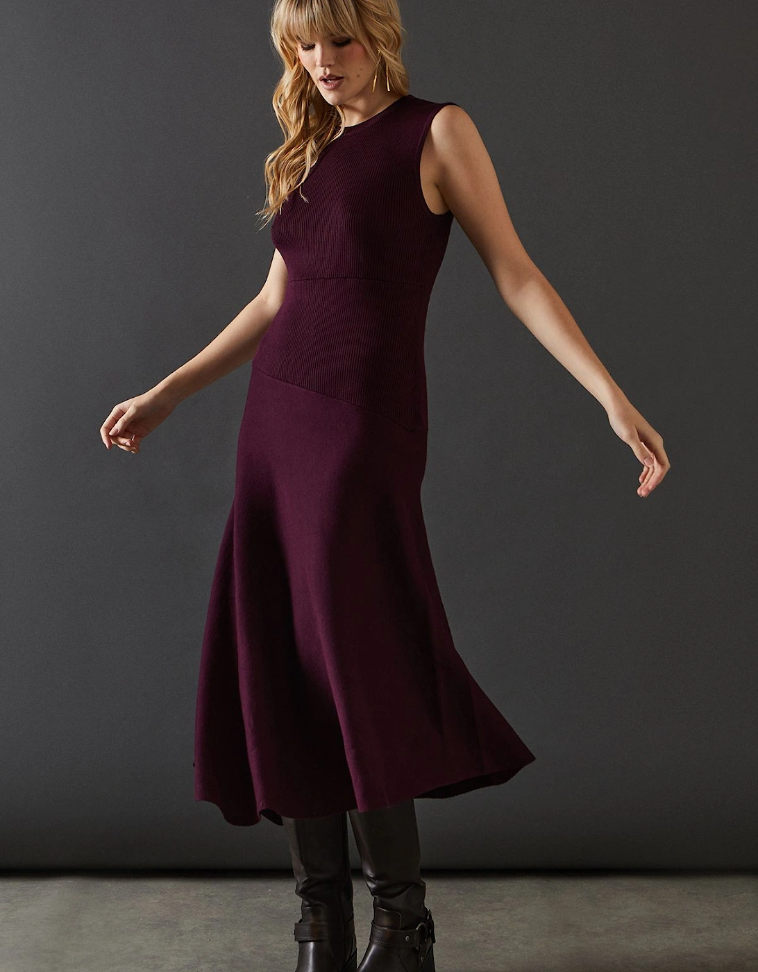 Sleeveless Asymmetric Hem Knitted Dress, 2 of 1