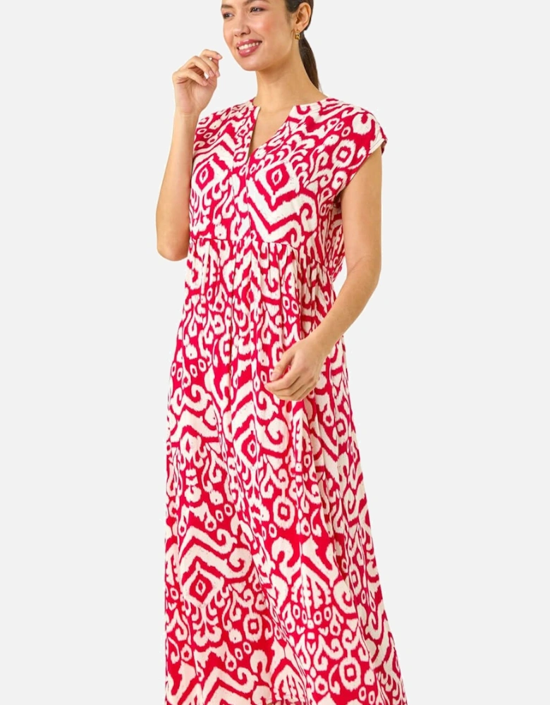 Aztec Print Midi Smock Dress