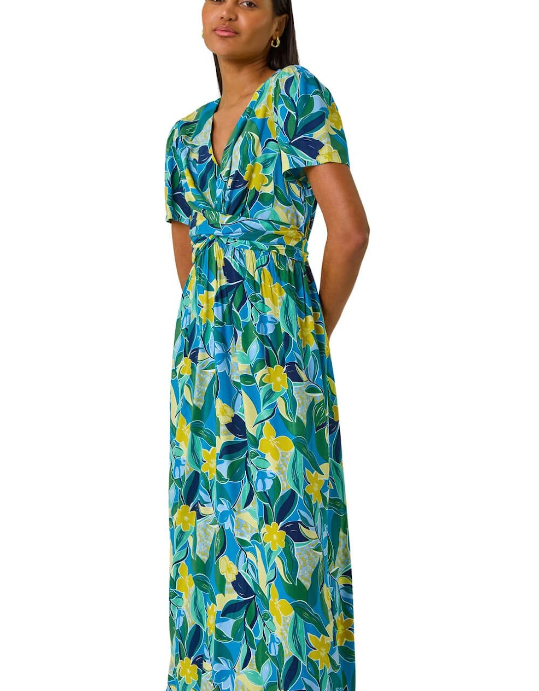 Floral Print Crossover Midi Dress, 2 of 1