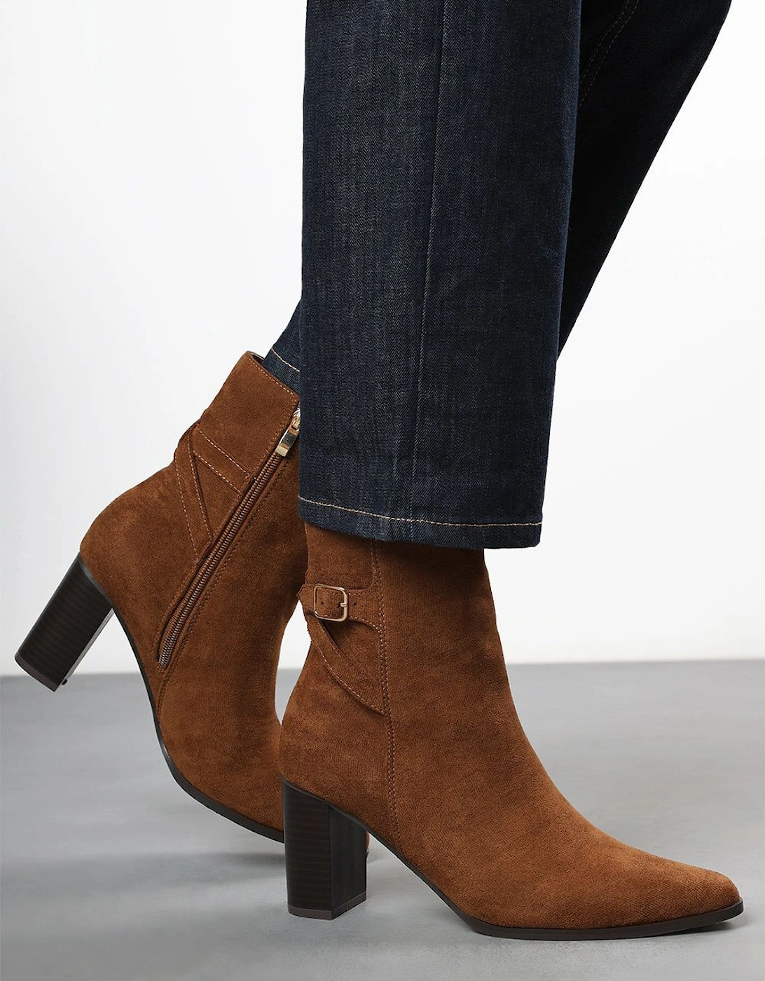 'Jolie' Suede Mid Heel Ankle Boots with Side Buckle, 2 of 1