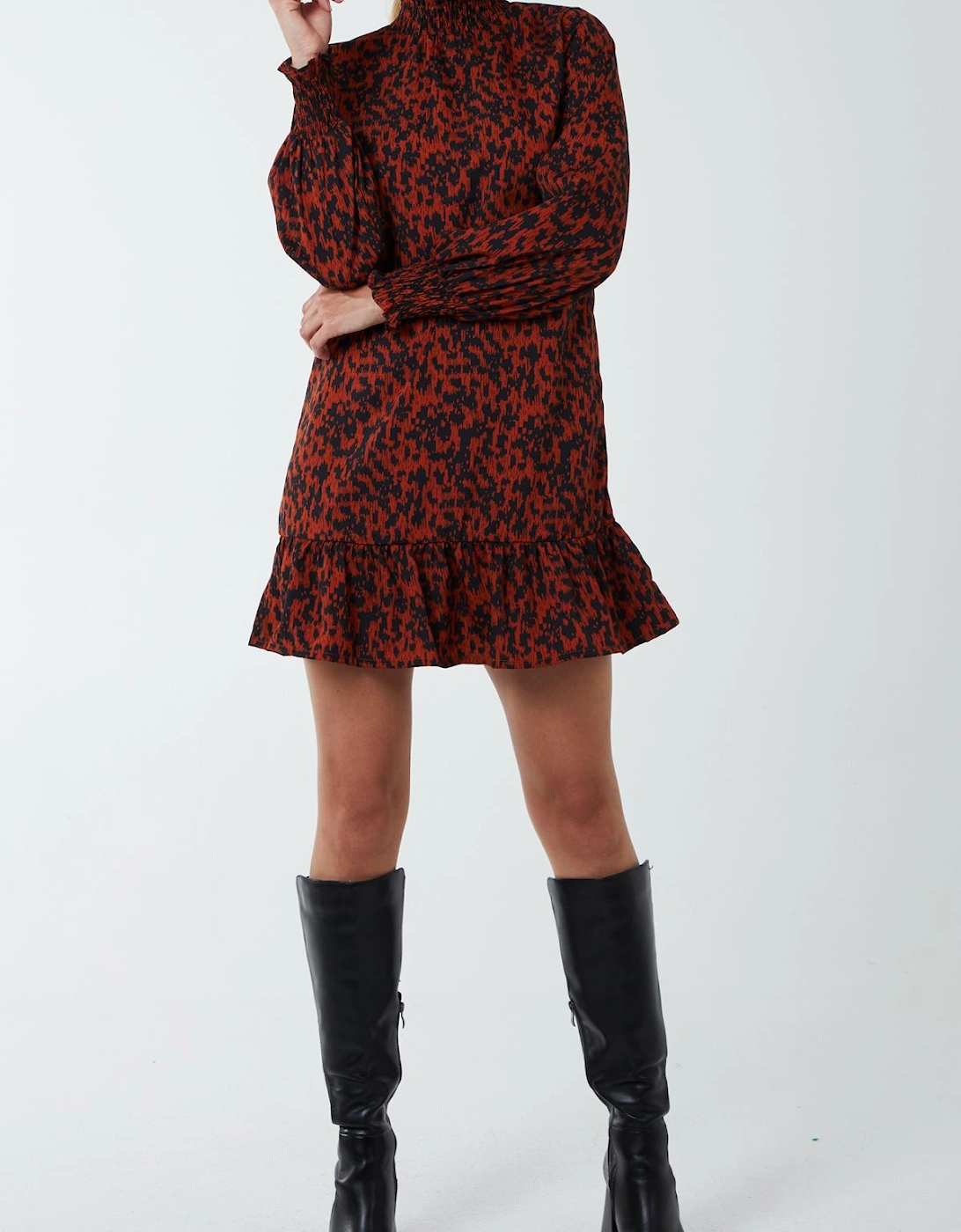 Abstract Print High Neck Mini Smock Dress, 2 of 1