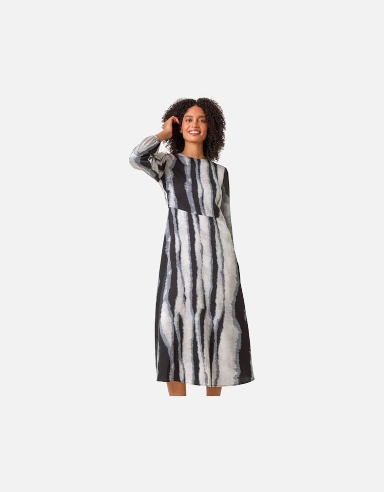 Shadow Stripe Print Midi Dress