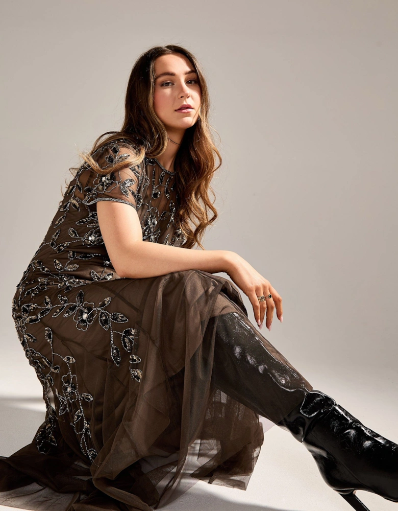 Kelly Brown Embellished Maxi Dress
