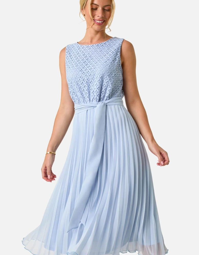 Petite Lace Pleat Midi Dress