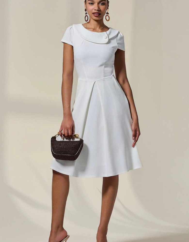Collared Cap Sleeve Midi Dress