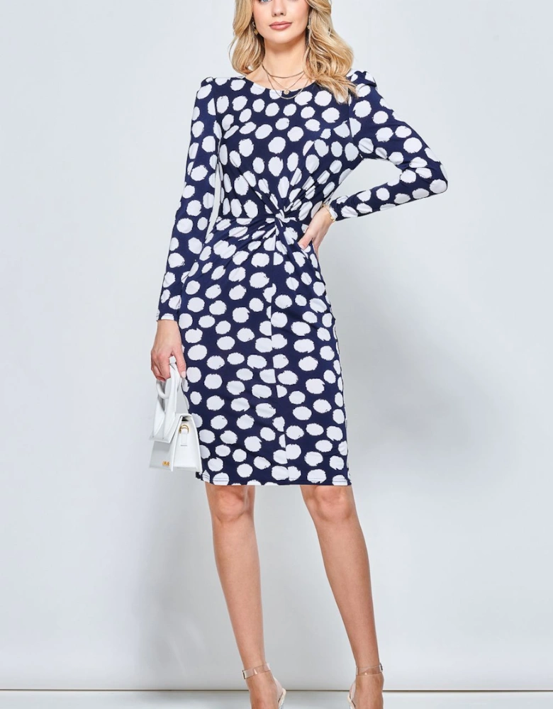 Long Sleeve Twist Front Bodycon Dress