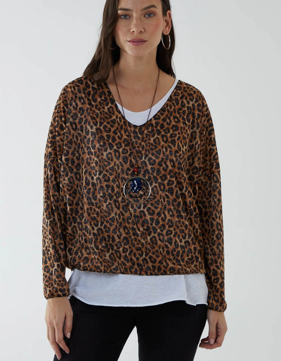 Leopard Glitter Necklace  3 in 1 Top, 2 of 1
