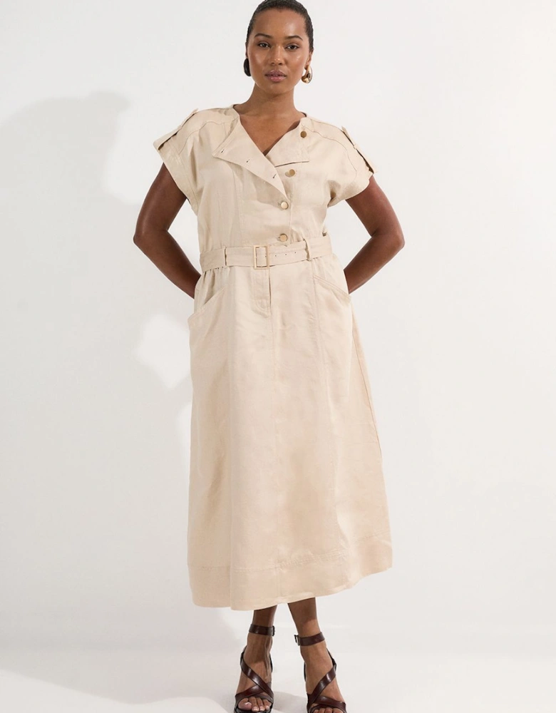 Plus Size Soft Twill Relaxed Midi Dress