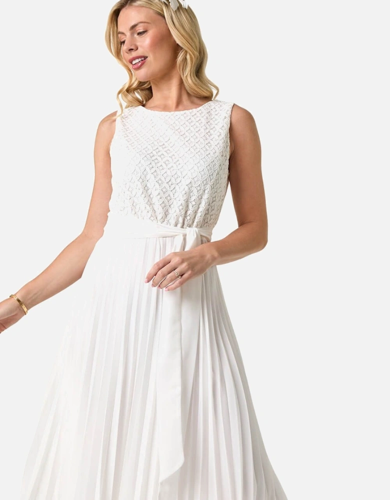Petite Lace Pleat Midi Dress