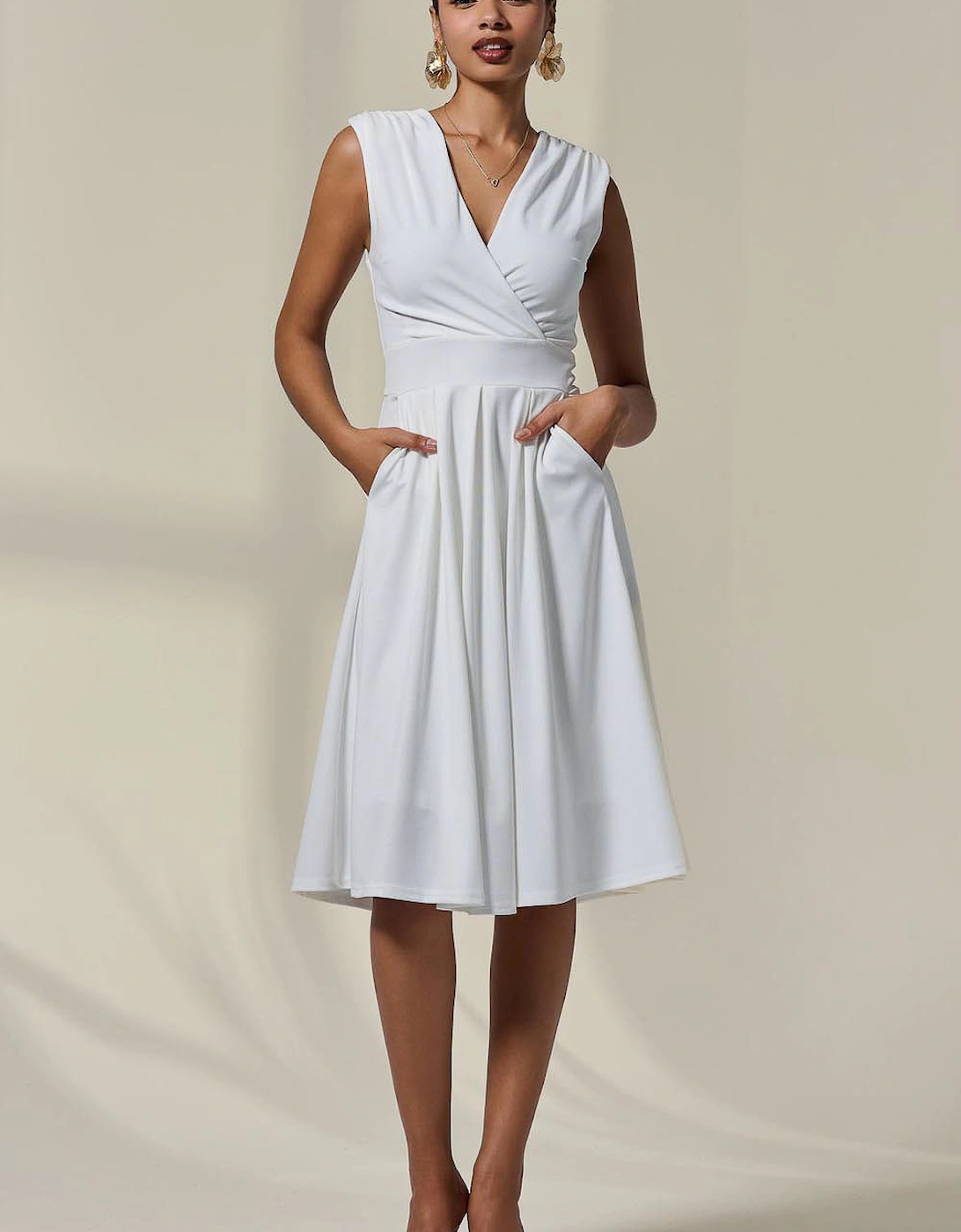 Plain Sleeveless Midi Dress, 2 of 1