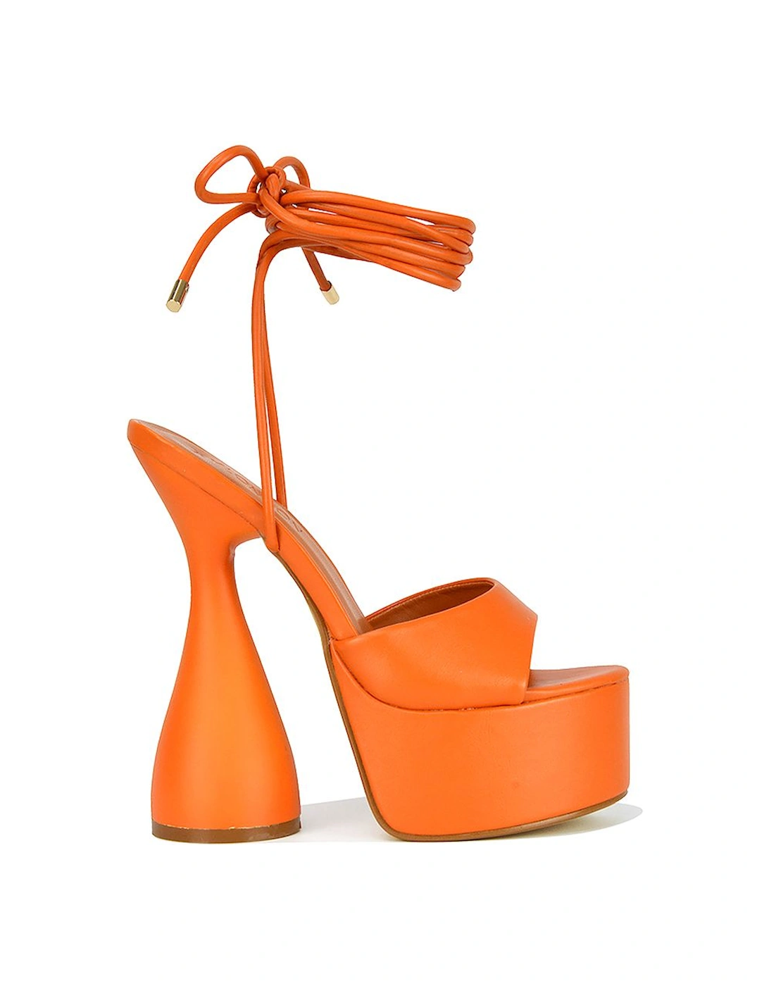'Celeste' Lace Up Peep Toe Platform Sculptured Cylinder High Heel Sandals, 2 of 1