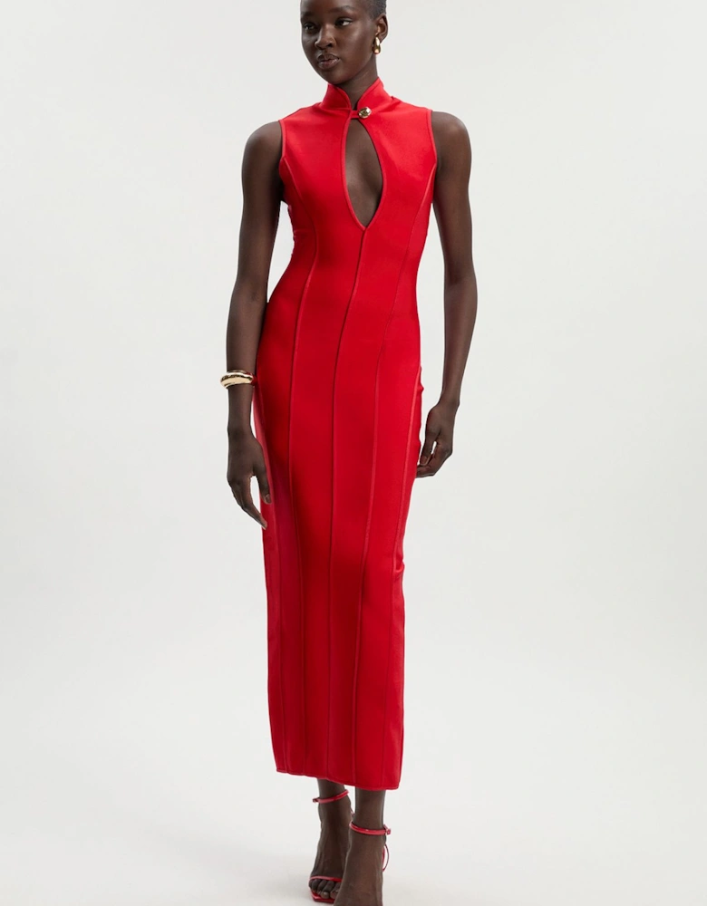 Petite Figure Form Bandage Sleeveless Pencil Knit Maxi Dress