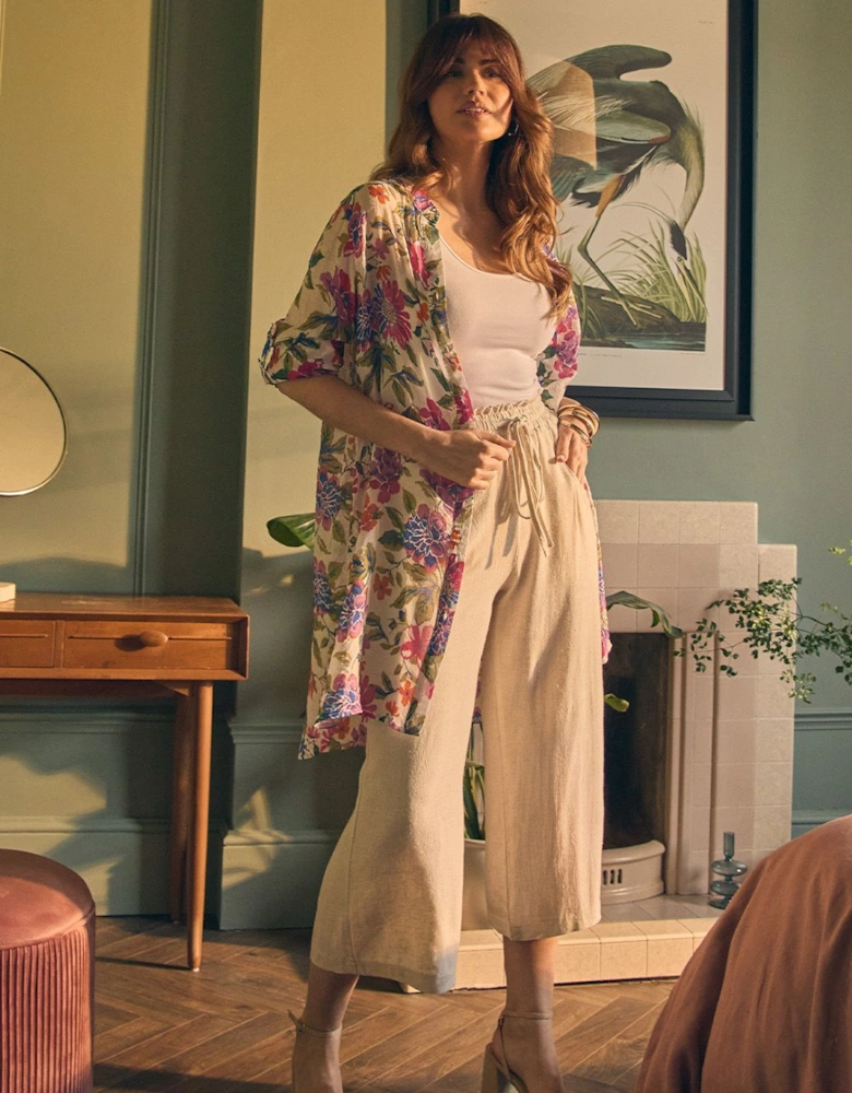 Elasticated Waist Crop Wide Leg Trousers