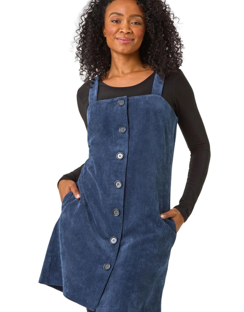 Petite Corduroy Pinafore Button Dress