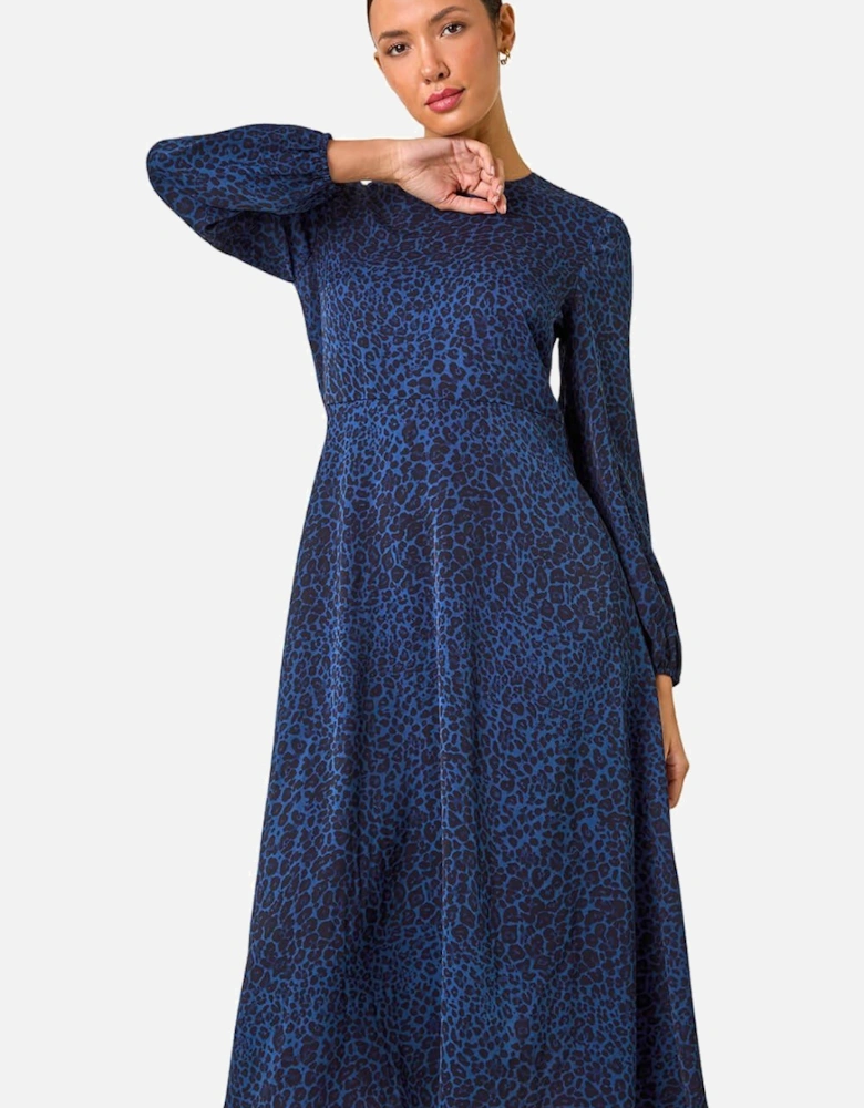 Animal Print Fit & Flare Midi Dress