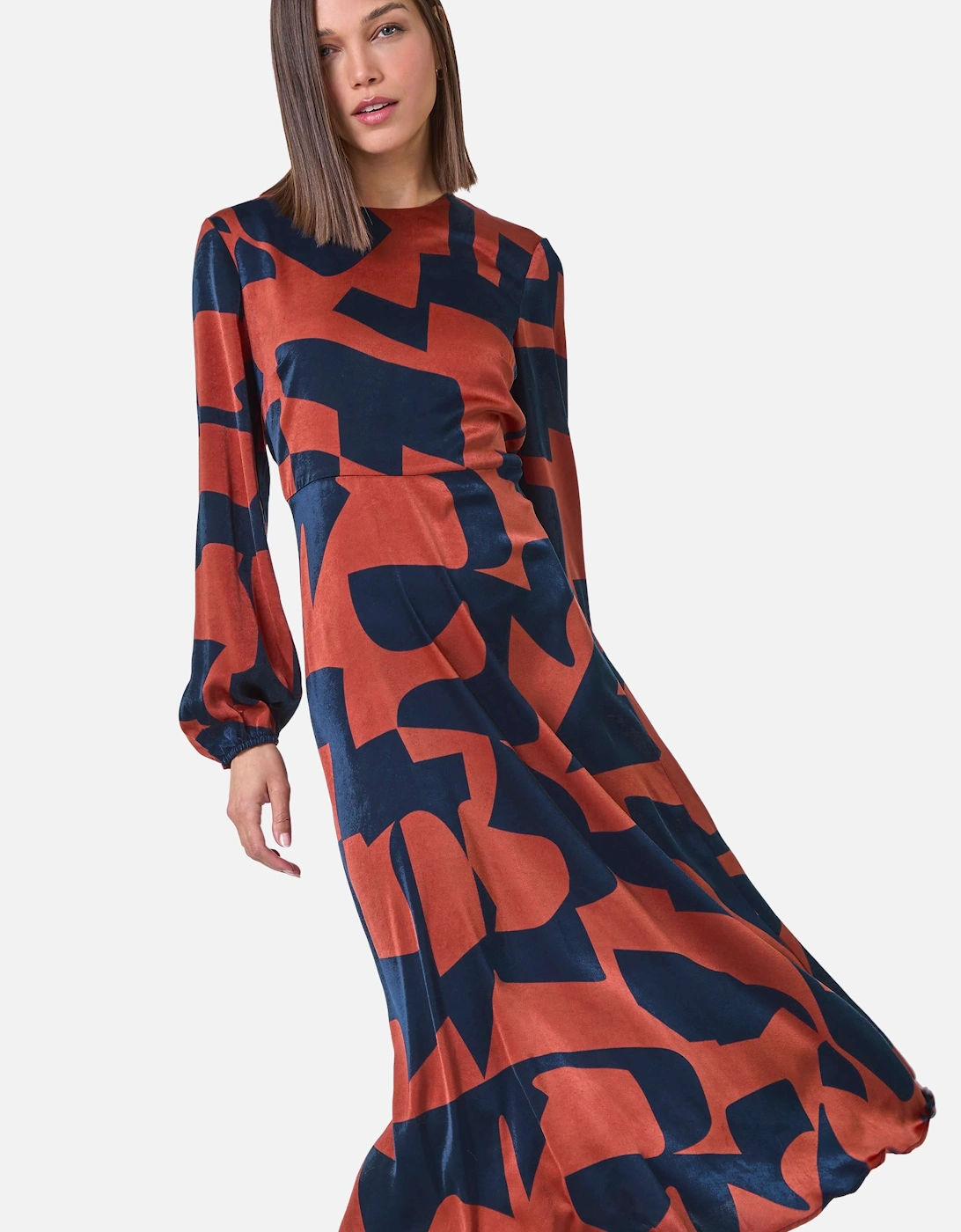 Geometric Colour Block Print Midi Dress, 2 of 1