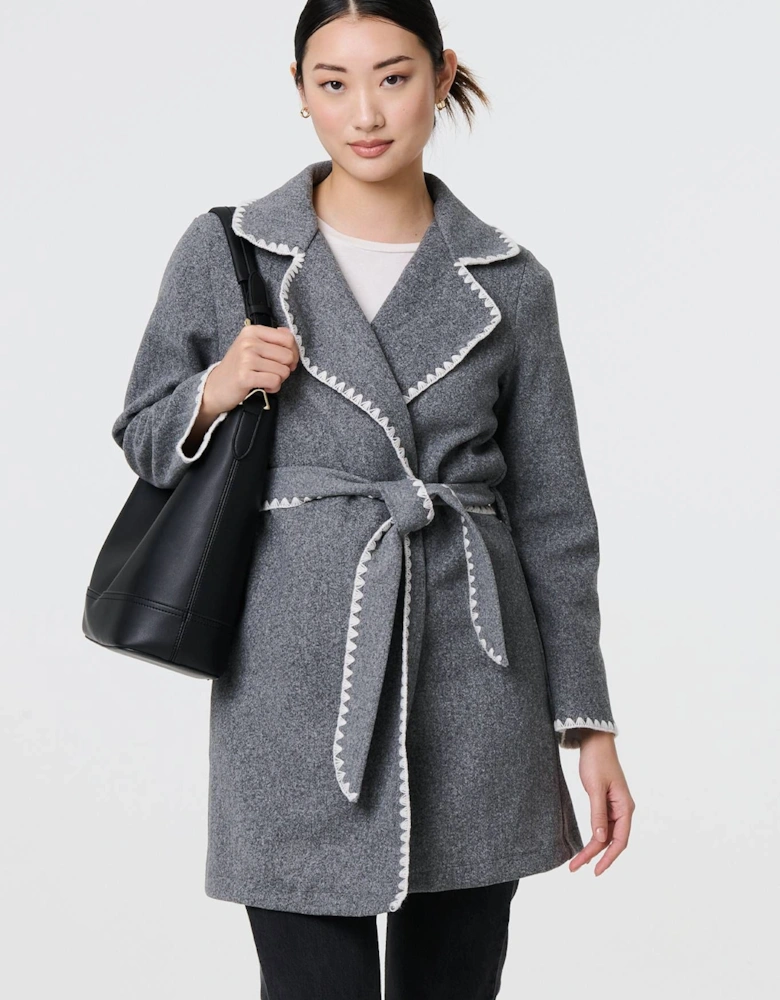 Blanket Stich Coat with Belt
