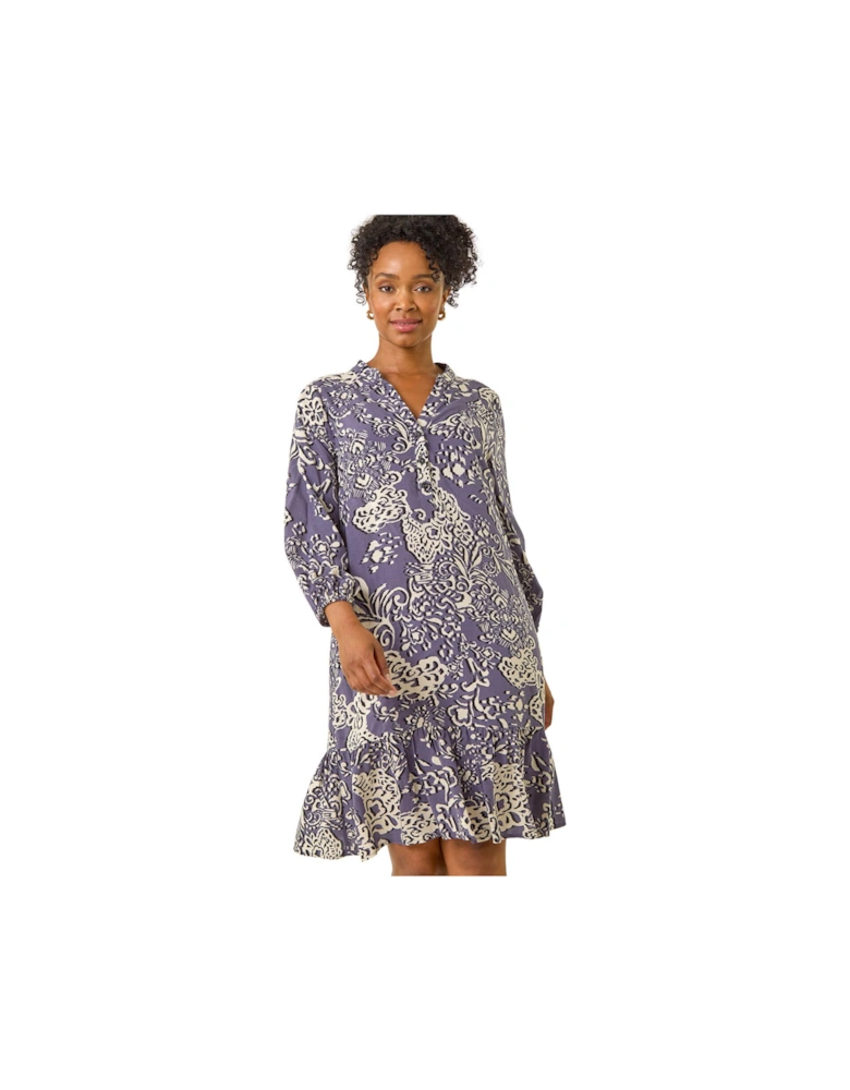 Petite Abstract Print Tiered Dress