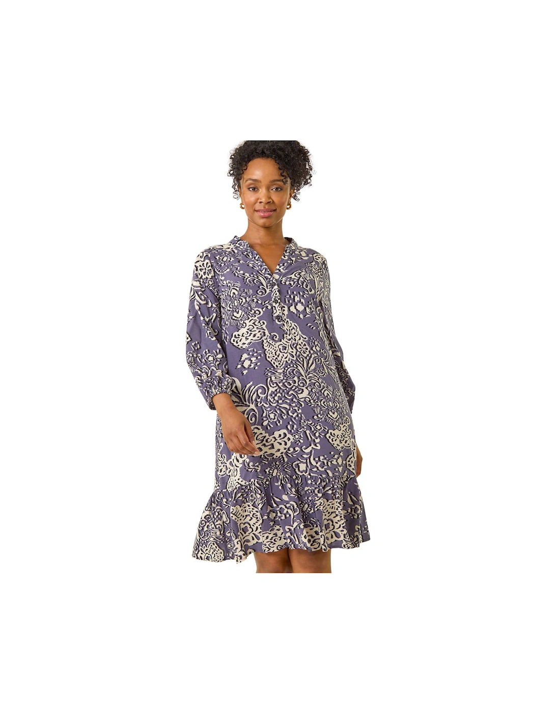 Petite Abstract Print Tiered Dress, 2 of 1