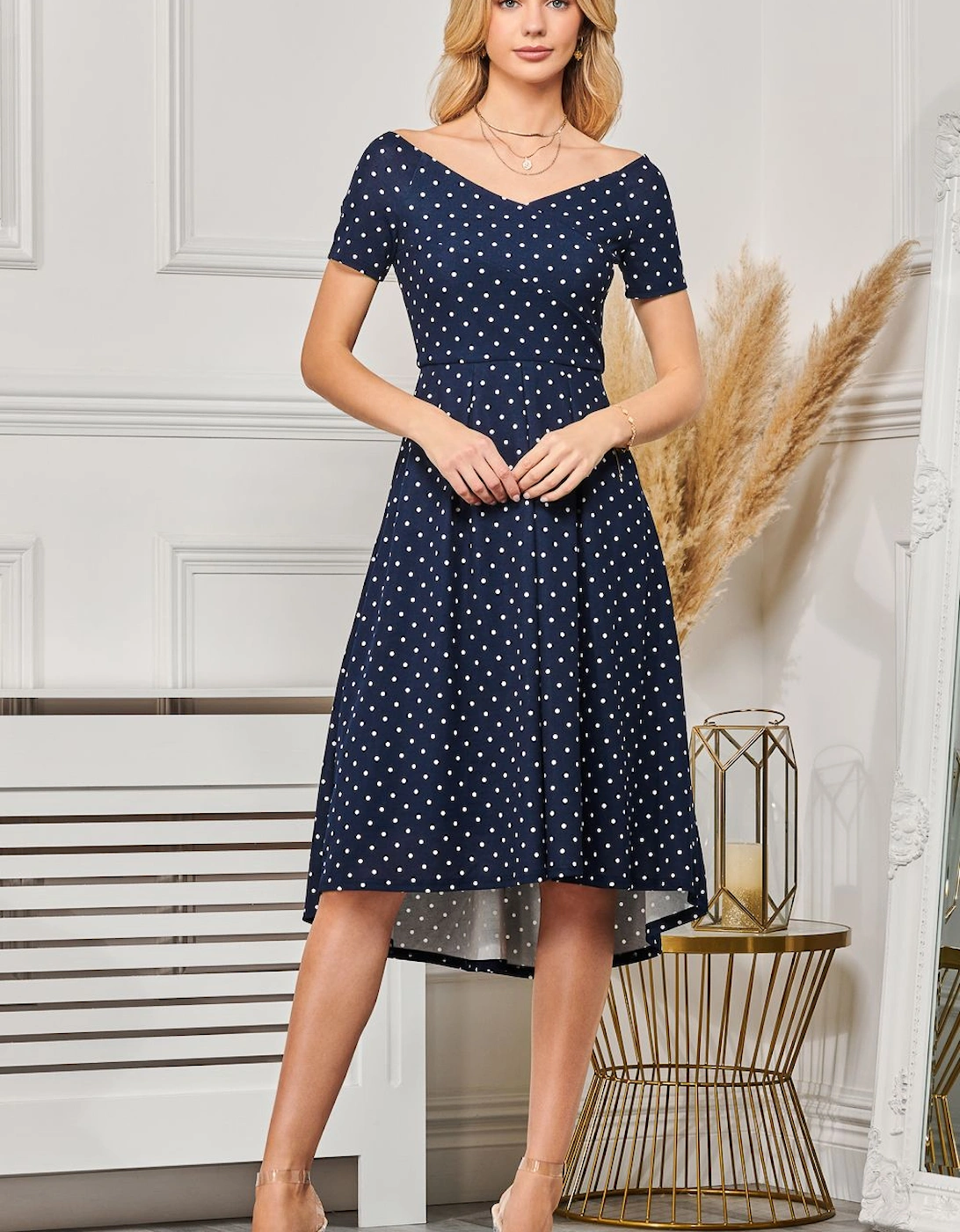 Fit & Flare Pleated Ponte Midi Dress, 2 of 1