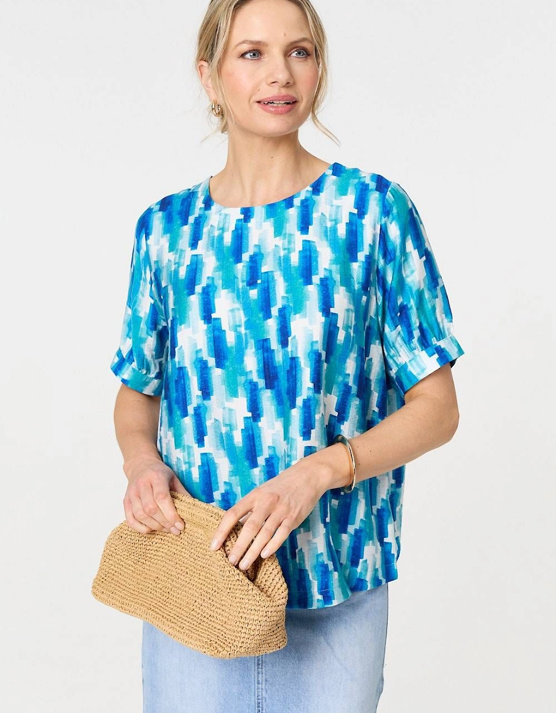 Printed 1/2 Turn-Up Sleeve Blouse, 2 of 1
