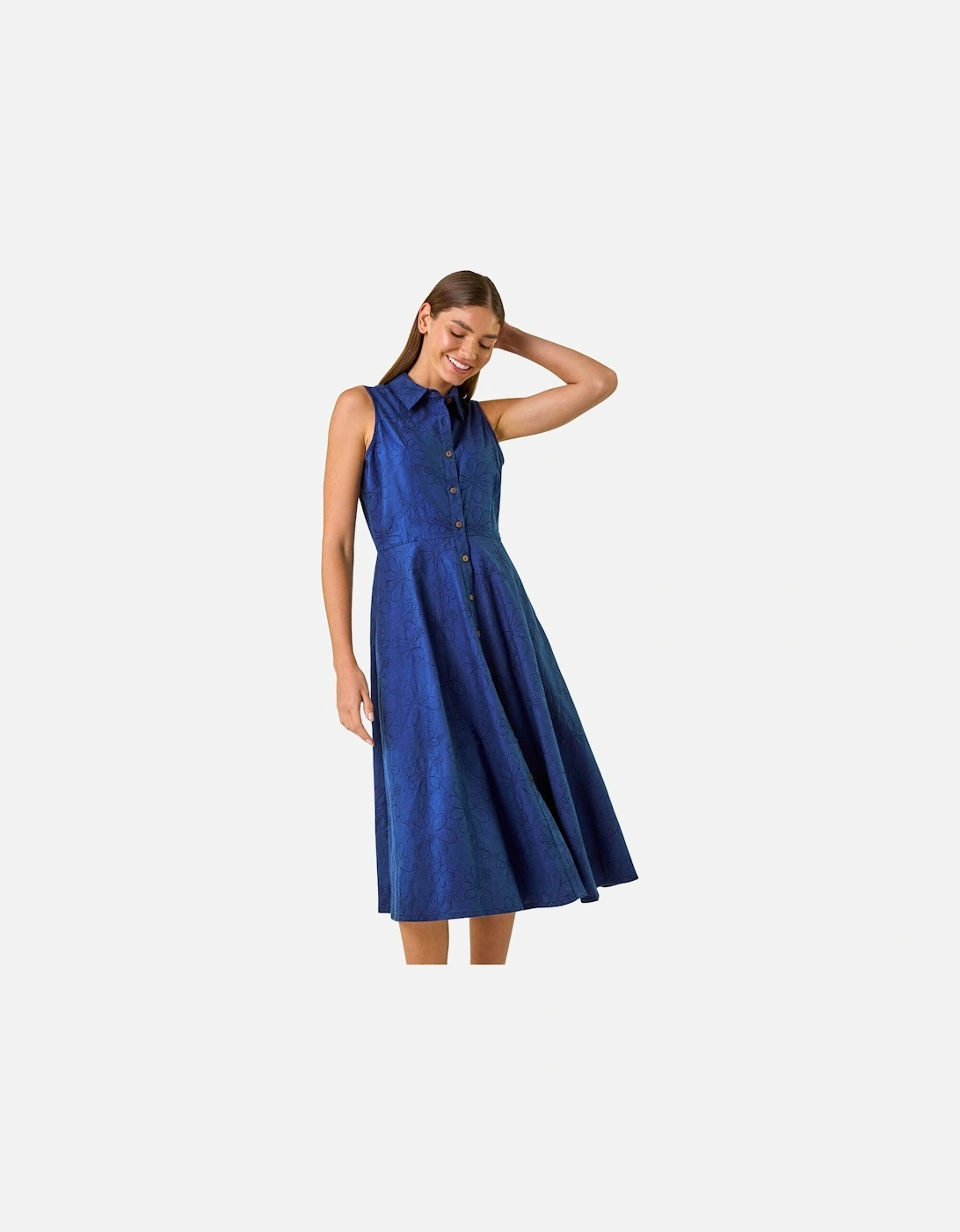Embroidered Buttoned Midi Dress, 2 of 1
