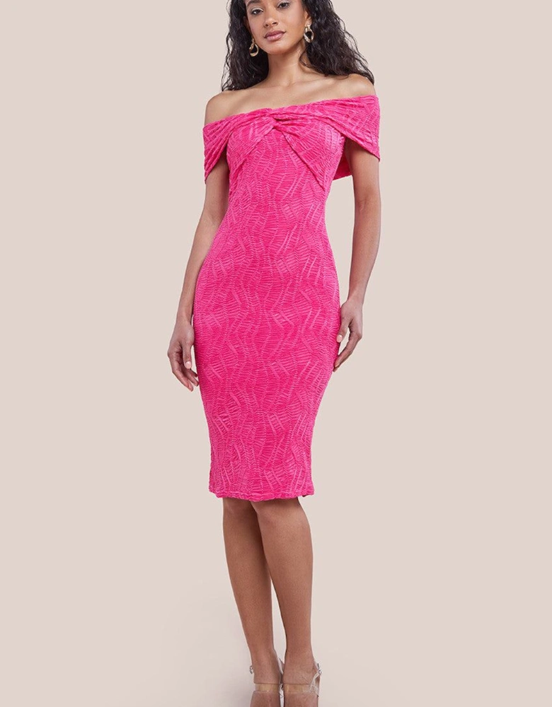 Front Knot Twist Midi Dress