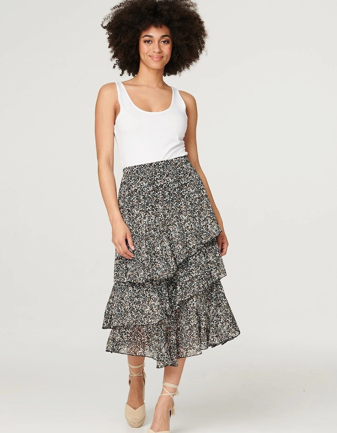 Printed Layered Midi Skirt, 2 of 1