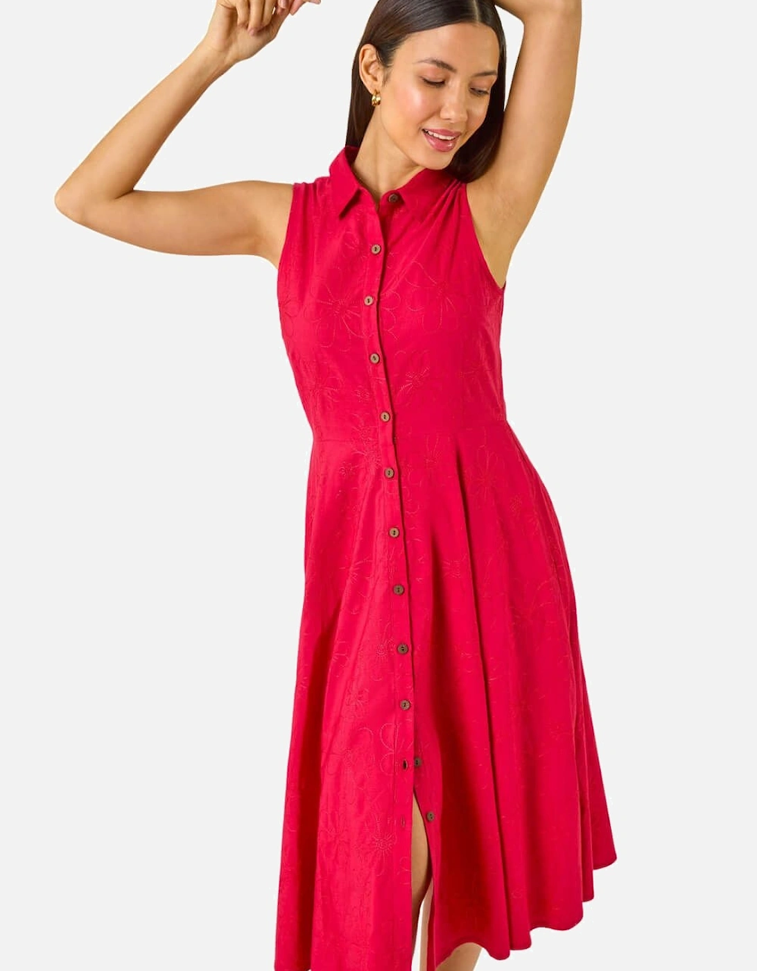 Embroidered Buttoned Midi Dress, 2 of 1