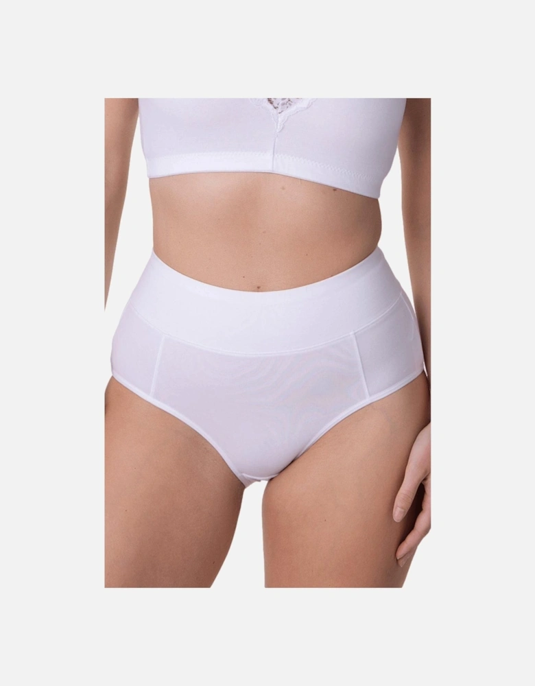 Four Pack Plain Elasticated Hi Waisted Classic Cotton Comfort Briefs White